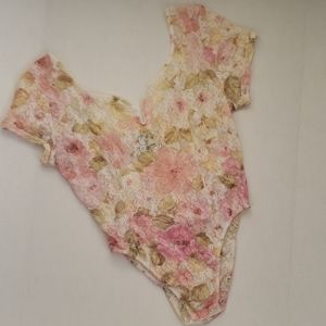 Vintage M Earthquake Sheer Pastel Floral Bodysuit